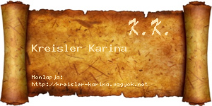 Kreisler Karina névjegykártya